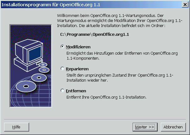 Dialog Installation &auml;ndern